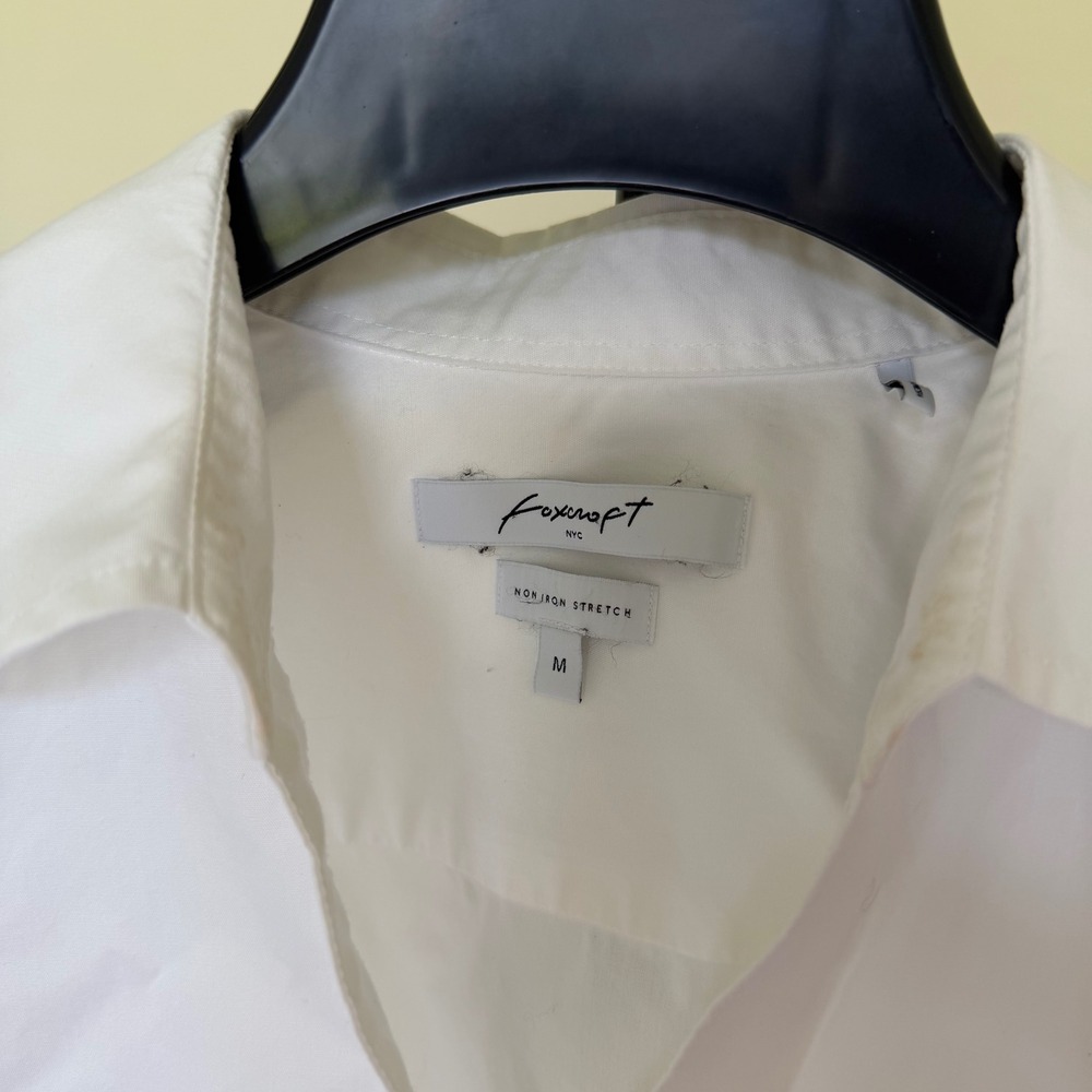Foxcroft NYC Women White Non Iron Stretch 3/4 Sleeve Button Down Shirt Sz M - Picture 2 of 11